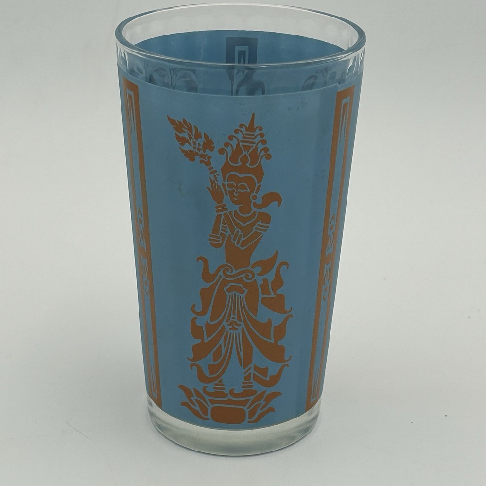 Vintage Jeanette Wedgwood Blue & White Greek‎ Motif Glass Grecian Hellenic 8 oz